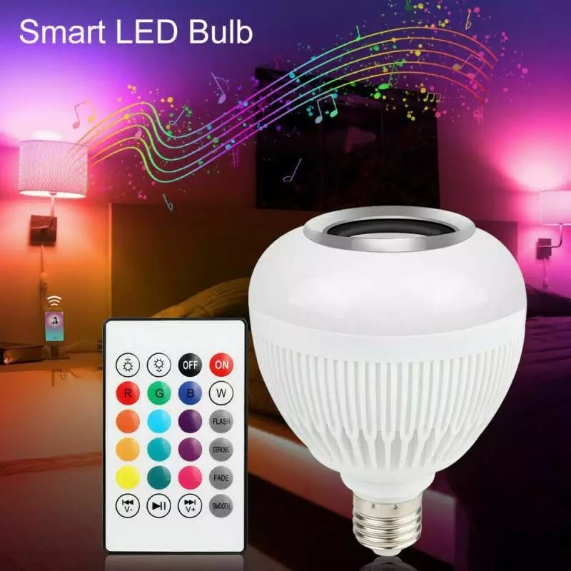 Lampada Bluetooth Led Caixa De Som Com Controle Remoto 12W Rgb Luz Colorida Balada